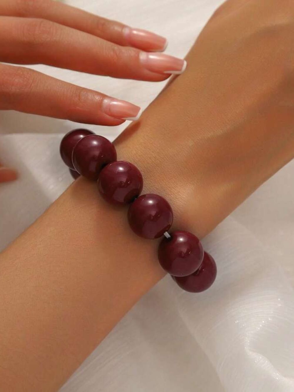 Red Beaded Stretch Bracelet N2322